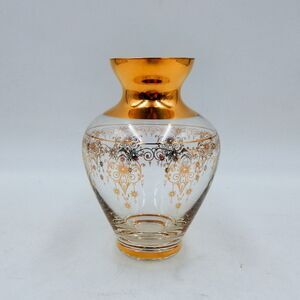 Vecchia Murano Clear Glass Venetian 5 In Vase 22k Gold Chandelier Accent Italy